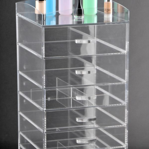 Glamourebox Acrylic Cosmetic Cube Organizer Makeup Case 7-Drawer (A-7)