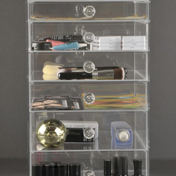 GlamoureBox Acrylic Makeup Organizer Cosmetic Storage Case With Drawers Clear (A7R-K)